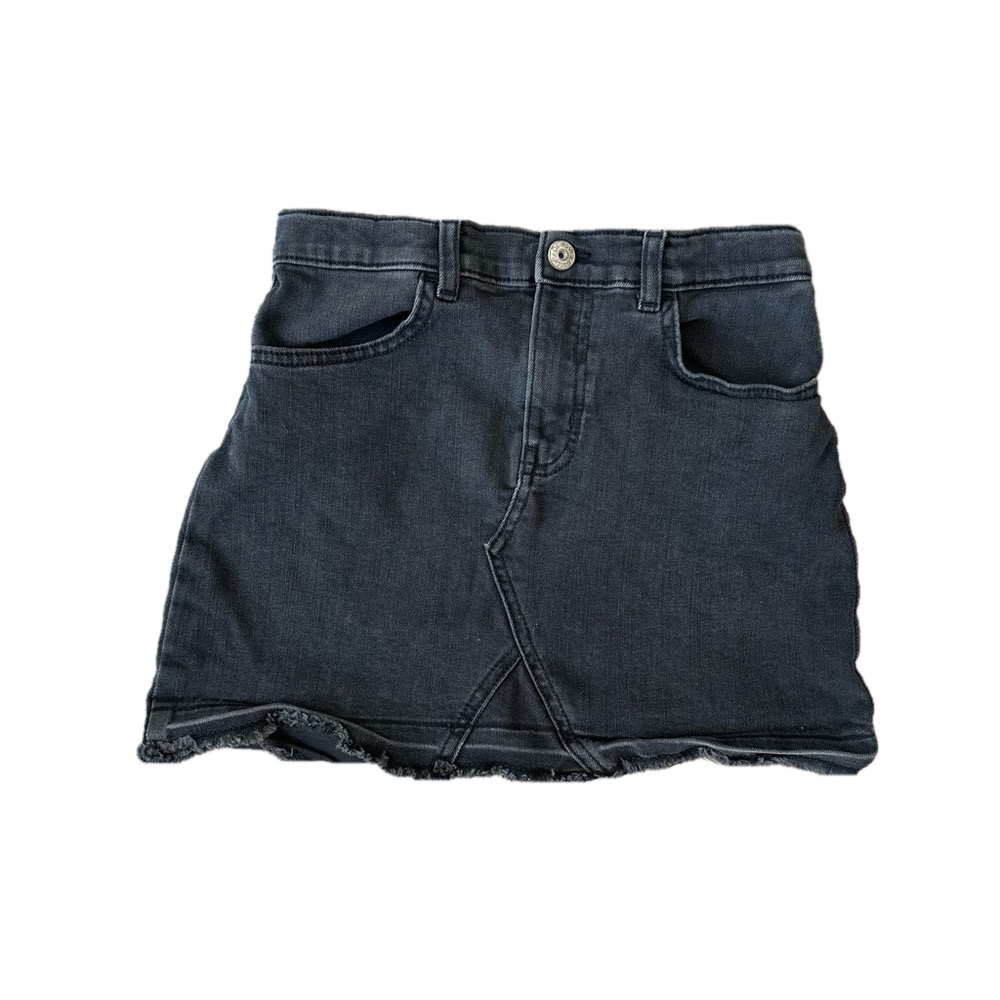 3/24$ OshKosh girls black denim jean skirt frayed/raw hem size 10